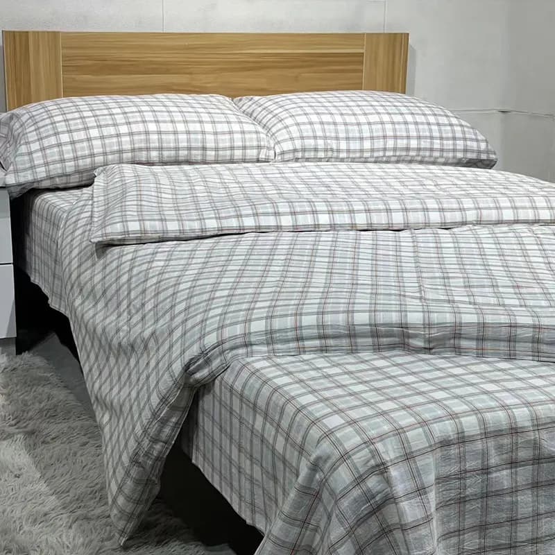 Check 100% Cotton 13372 Four-Piece Bedding Set thumbnail 6