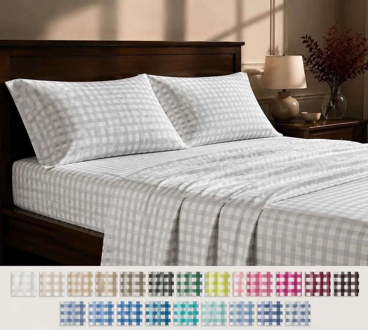 Yarn-Dyed Gingham Check Cotton Bedding Set — view 1