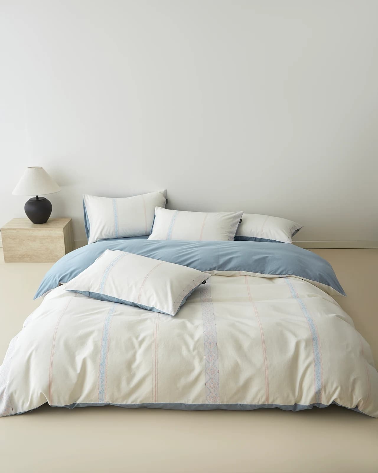 Sea Salt Stripe Yarn-Dyed Cotton Bedding Set