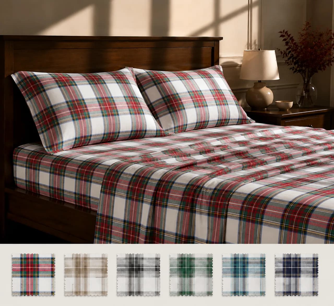 Tartan Plaid Reactive-Print Cotton Bedding Set — view 1