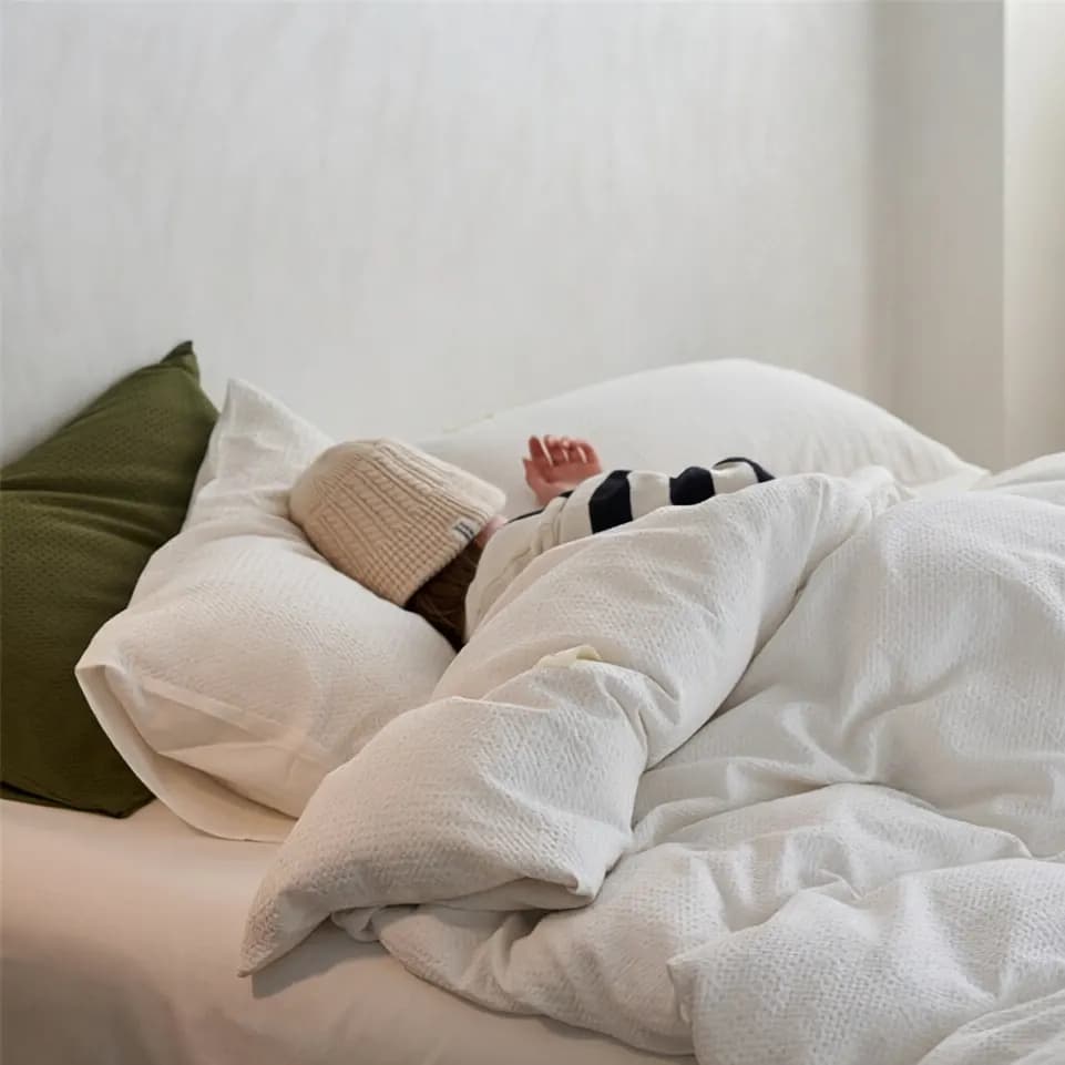 Waffle Weave 100% Cotton Four-Piece Bedding Set thumbnail 6
