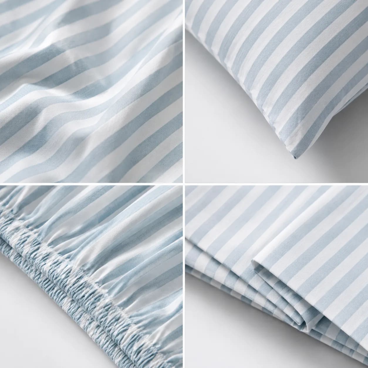 Washed Blue Pinstripe Cotton Bedding Set thumbnail 3