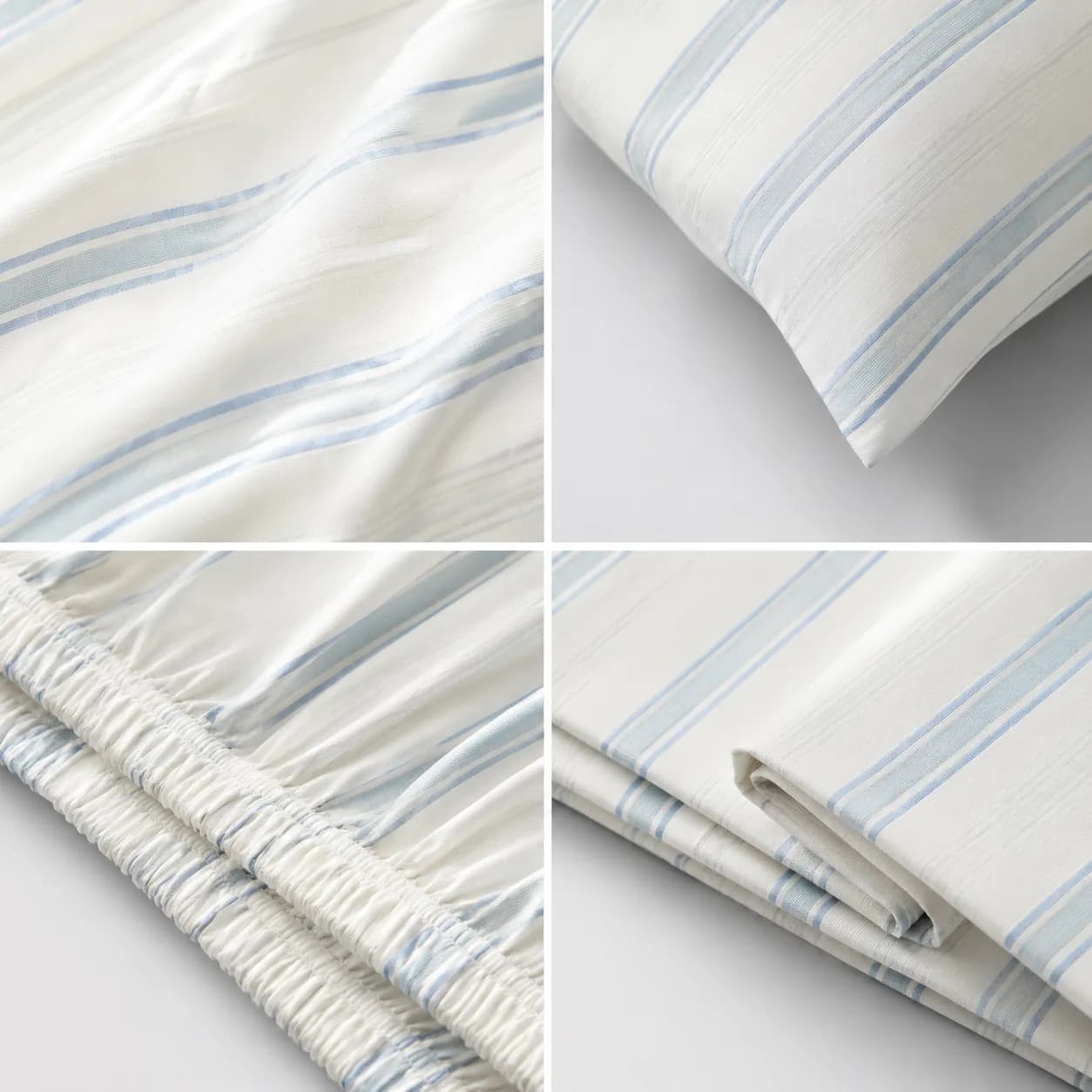 Washed Blue Coastal Stripe Cotton Bedding Set thumbnail 3