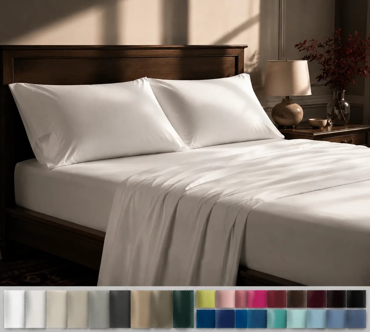 White 300TC Cotton Sateen Bedding Set