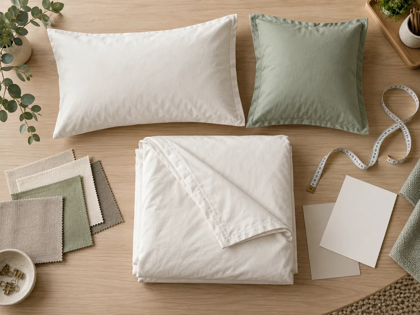 Bedding components prepared for dimension comparison